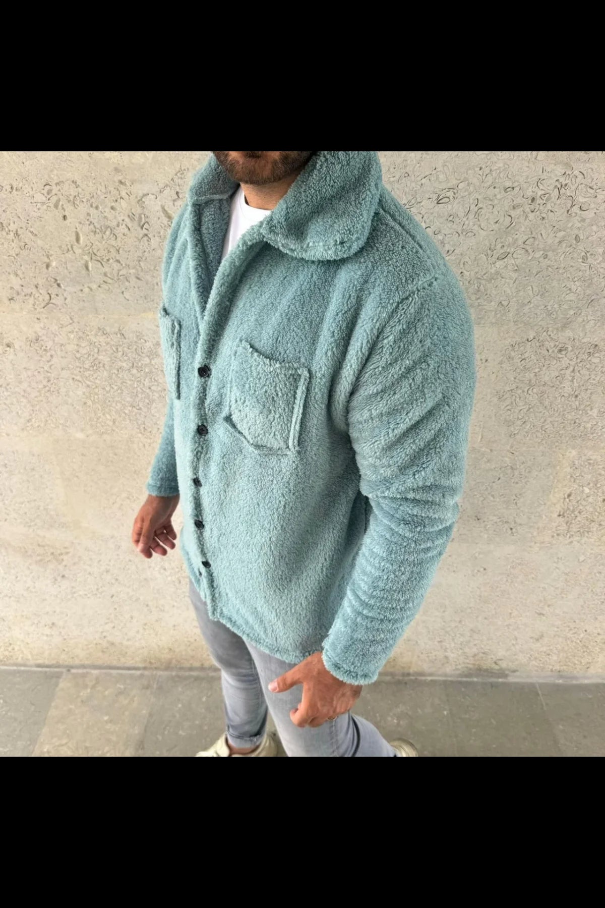 Erkek Pelüş Polar Hırka Gömlek – Yakalı, İlik Düğmeli, Göğüs Cepli, Yumuşak Dokulu Kışlık Regular Fit Rahat Günlük Model