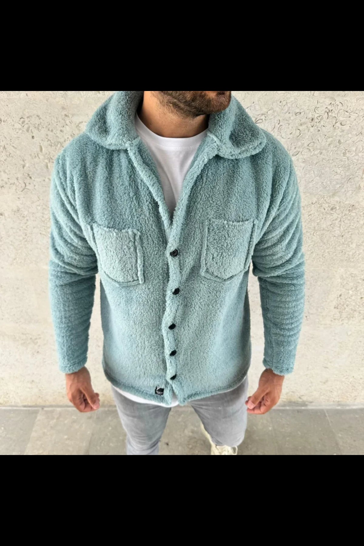 Erkek Pelüş Polar Hırka Gömlek – Yakalı, İlik Düğmeli, Göğüs Cepli, Yumuşak Dokulu Kışlık Regular Fit Rahat Günlük Model