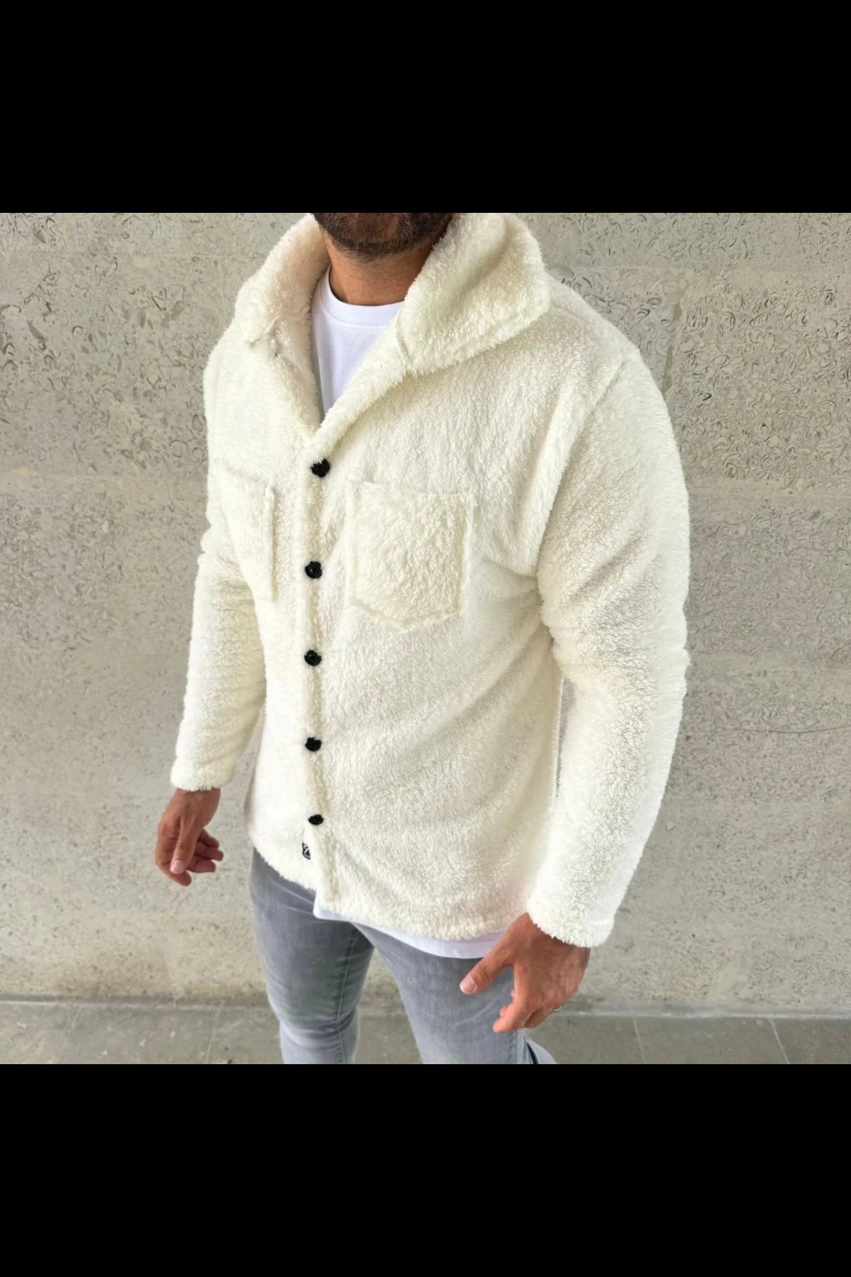 Erkek Pelüş Polar Hırka Gömlek – Yakalı, İlik Düğmeli, Göğüs Cepli, Yumuşak Dokulu Kışlık Regular Fit Rahat Günlük Model