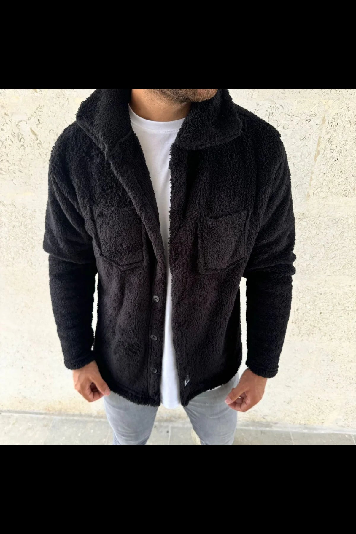 Erkek Pelüş Polar Hırka Gömlek – Yakalı, İlik Düğmeli, Göğüs Cepli, Yumuşak Dokulu Kışlık Regular Fit Rahat Günlük Model