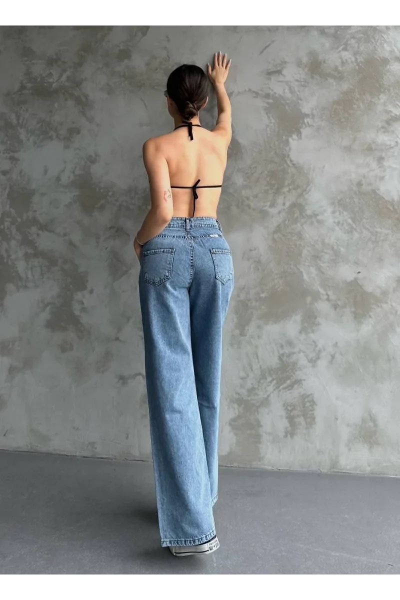 Kadın Palazzo Jeans Pantolon - Mavi
