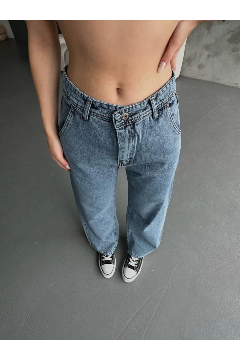Kadın Palazzo Jeans Pantolon - Mavi