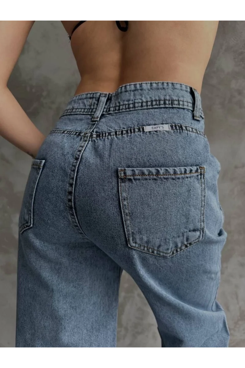 Kadın Palazzo Jeans Pantolon - Mavi