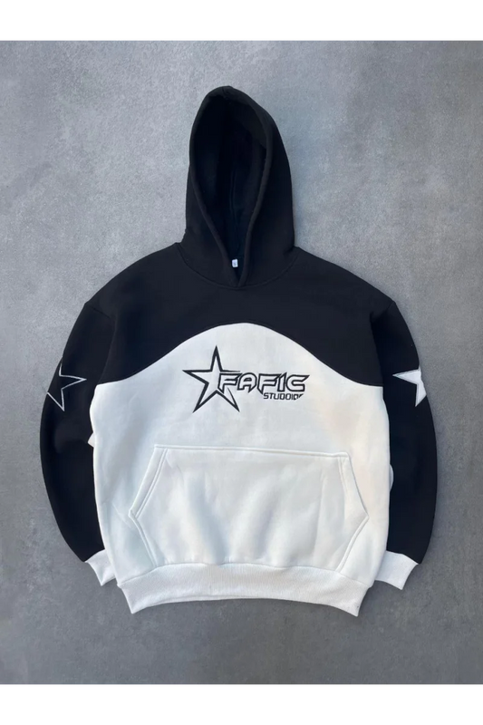 Parçalı Nakış İşlemelı Kapüşonlu SweatShirt - Siyah Ürün Kodu : TR-7189