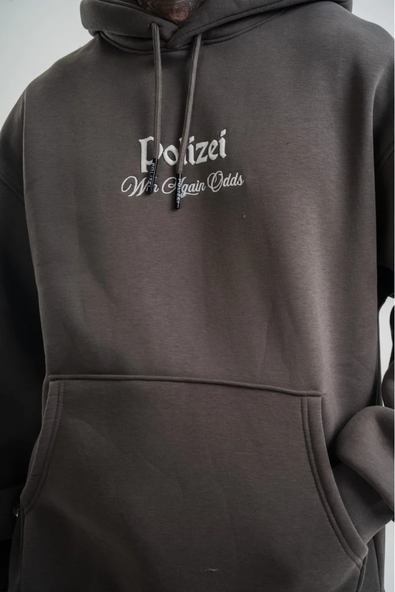 Üç İplik Kapşonlu Dijital Patchli SweatShirt - Füme
