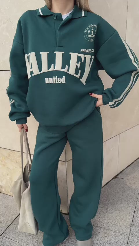Üç İplik Yakalı Sweat Baggy Pantalonlu Takım - Bordo